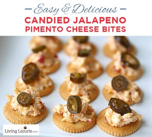 Candied Jalapeño Pimento Cheese Bites. Easy and Delicious Party Appetizer Recipe! LivingLocurto.com