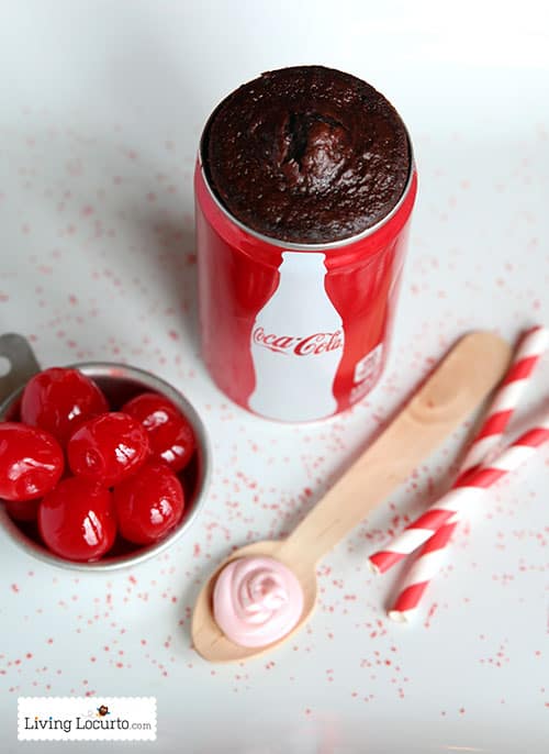 Cherry Coke Float Cupcakes in Coca-Cola Cans. The best chocolate dessert! A fun cake idea for a birthday. 