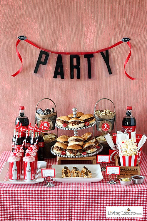 Cherry Coke Float Cupcakes with Free Football Party Printables. LivingLocurto.com