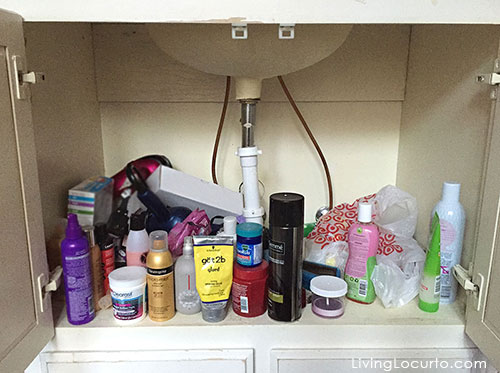 Great Organizing Ideas for your Bathroom! Cabinet Bathroom Organization Makeover - Before and After photos. LivingLocurto.com