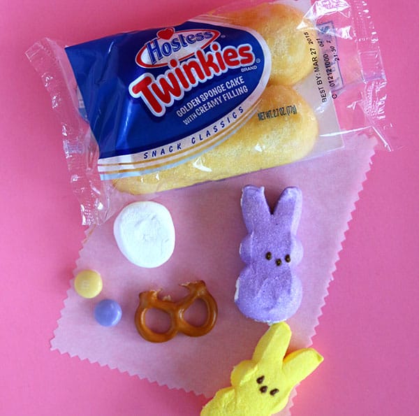 Easter Bunny Race Car Treats with Peeps. Easy No Bake Easter Treats! A few ideas that you can do in minutes with Peeps. Great treat for kids to make themselves. LivingLocurto.com