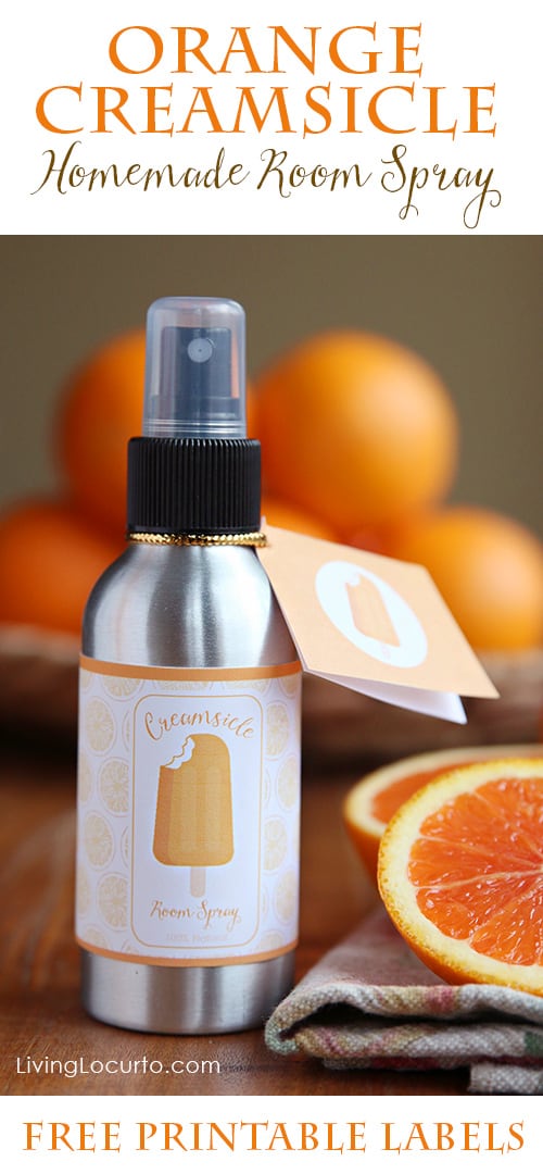 Orange Creamsicle Room Spray! An easy DIY Gift Idea with Essential Oils and Free Printable Labels. LivingLocurto.com 