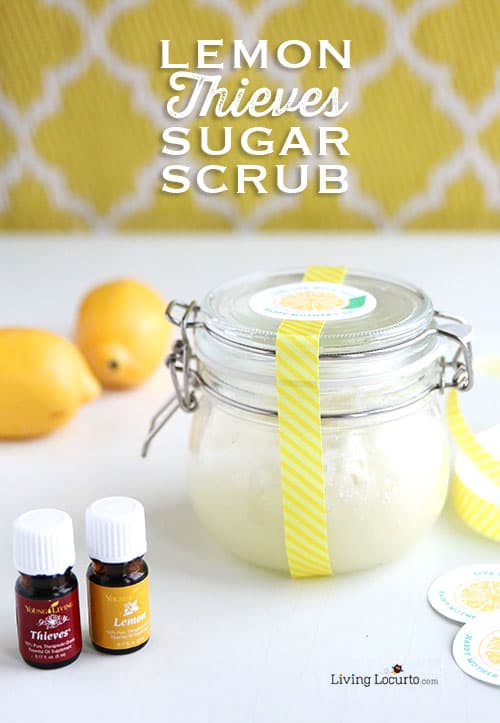 Easy DIY Gift Idea! Homemade Lemon Sugar Scrub and Mother's Day Free Printables. LivingLocurto.com