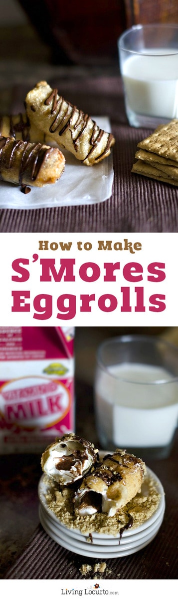 This S'mores Egg Rolls Recipe is full of creamy chocolate, marshmallows and graham crackers wrapped inside of a warm crispy eggroll shell. These fried S'mores treats are definitely a mouthwatering dessert!