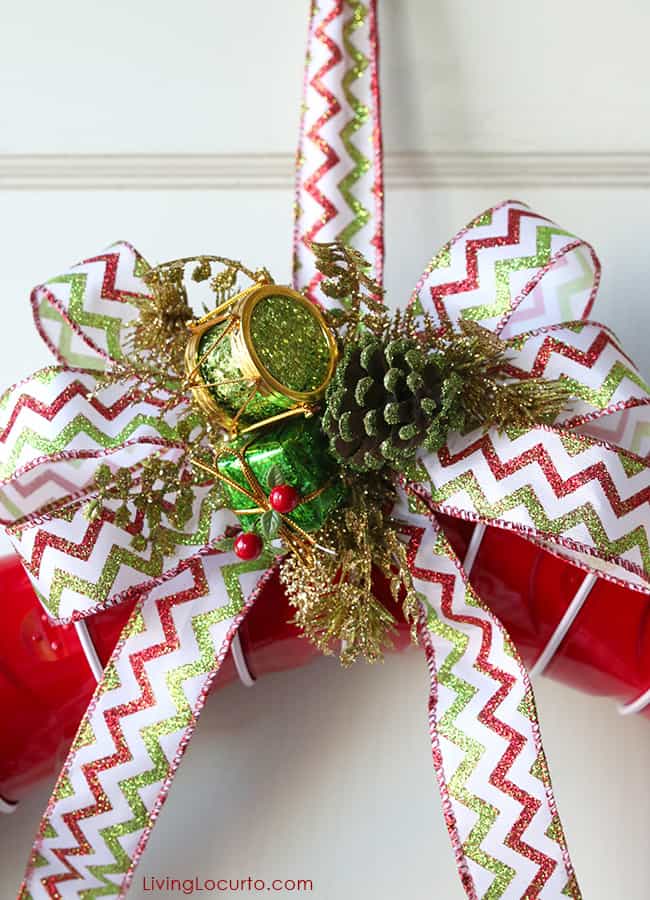How to make a Red Solo Cup Christmas Wreath. Fun DIY idea for a Very Tacky Christmas Party or Ugly Christmas Sweater Party.