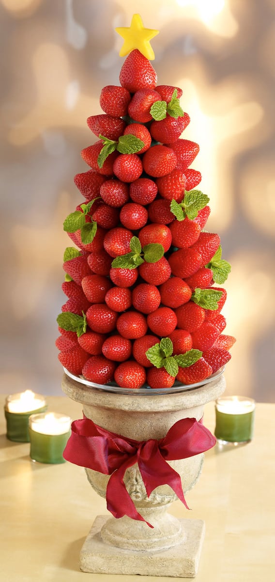 Strawberry Christmas Tree - Christmas Tree Shaped Appetizers perfect for a Holiday Party!