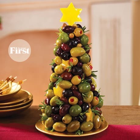 Cute Christmas Tree Recipes - Olive Tree Christmas Tree Shaped Appetizers perfect for a Holiday Party!