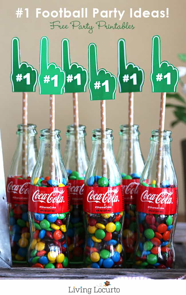 Free Football printables. Decorate your home with classic Coke glass bottles and these Free Football Party Printables. DIY Football Party Ideas by LivingLocurto.com