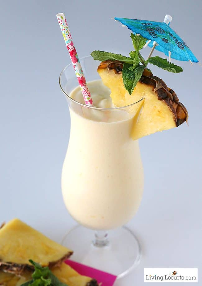 A delicious and simple copycat recipe for a Disney's Animal Kingdom Pineapple Dole Whip with rum! LivingLocurto.com