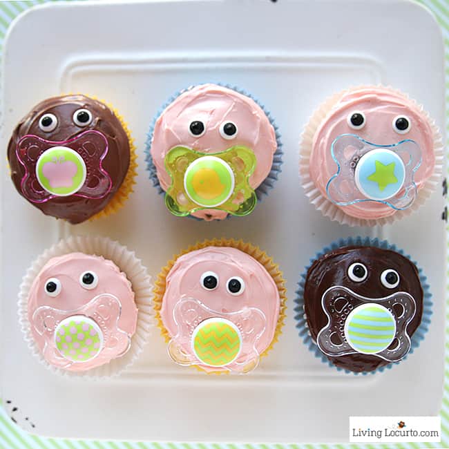 baby face cupcakes with pacifier