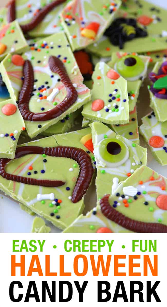 Worms and Bugs Halloween Candy Bark
