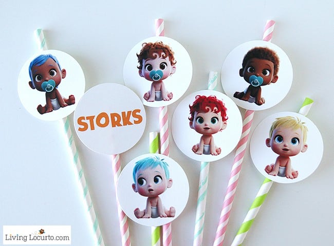 STORKS movie themed Baby Shower Party Ideas and how to make adorable Baby Pacifier Cupcakes. Free printables and diaper cake inspiration. LivingLocurto.com STORKS movie themed Baby Shower Party Ideas and how to make adorable Baby Pacifier Cupcakes. Free printables and diaper cake inspiration. LivingLocurto.com