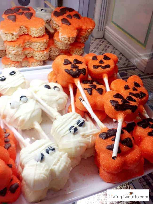 Disney World Magic Kingdom Halloween Cake Pops and Marshmallows - Mickey Mouse Jack-o-lantern and ghost treats