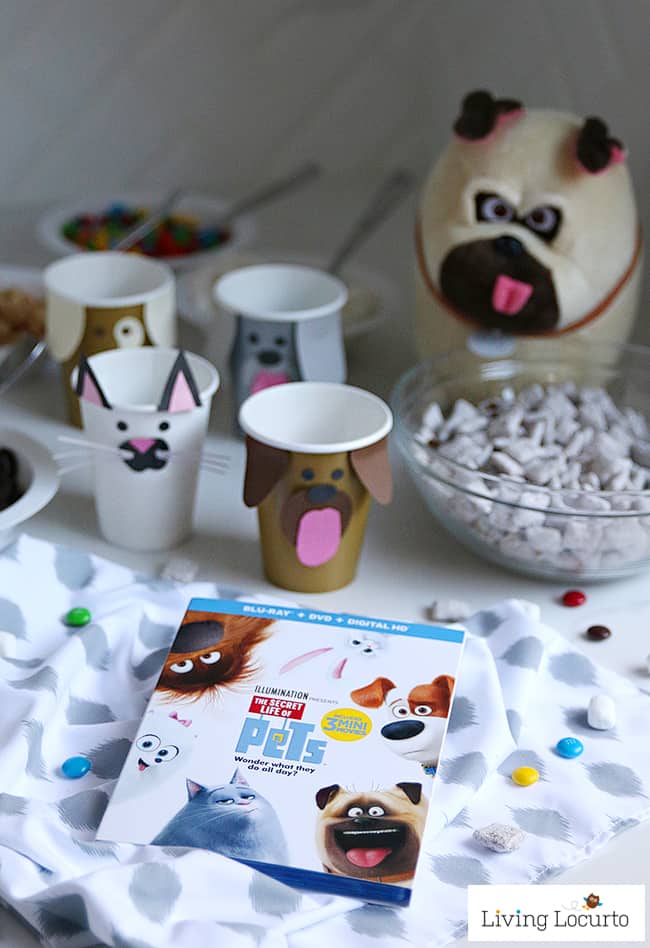 Pet party ideas for kids! Dog and Cat Paper Cup Craft with Puppy Chow Snack Bar. Perfect for a pet themed birthday or The Secret Life of Pets Movie party.
