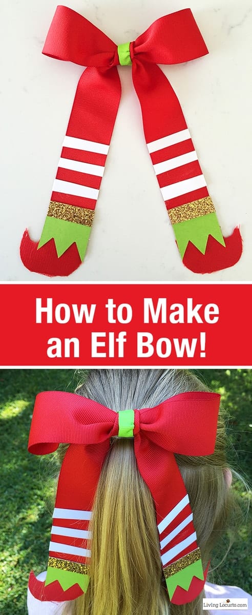 Learn How to Make an Elf Bow. This is a cute Christmas Elf Gift Idea! Easy craft for girls hair or unique holiday gift wrap. LivingLocurto.com Learn How to Make an Elf Bow. This is a cute Christmas Elf Gift Idea! Easy craft for girls hair or unique holiday gift wrap. LivingLocurto.com