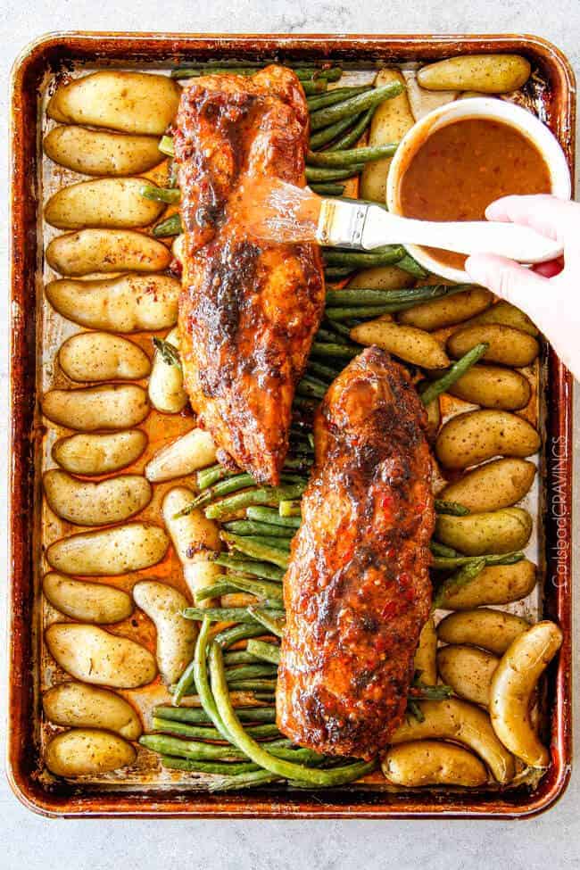 Favorite Sheet Pan Dinner Recipes | Easy One Pan Meals. Sheet Pan Chili Dijion Pork Tenderloin by http://carlsbadcravings.com