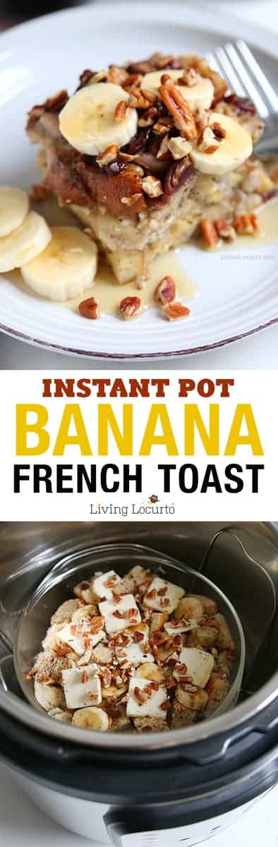 How to make french toast in an Instant Pot! This easy Cream Cheese Banana French Toast bake recipe is a fast way to make breakfast in a pressure cooker. Easy Instant Pot recipe ideas.