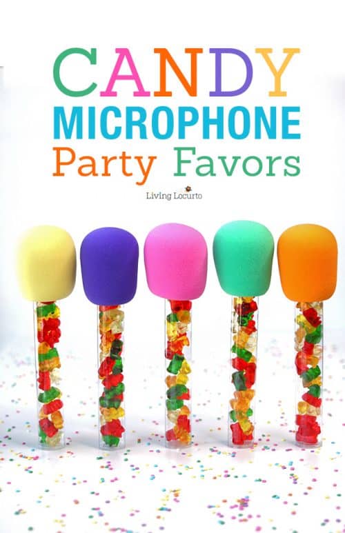 How to make Candy Microphone Party Favors! Easy DIY fun food craft for a birthday, gift or any celebration! Filled with gummy bears these treats make kids sing with delight!