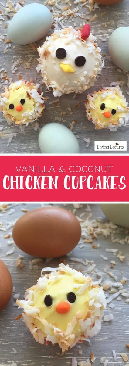 Mama chicken and baby chick cupcakes are an adorable party idea! These cute chicken cakes are a perfect way to celebrate a birthday, Easter or baby shower. LivingLocurto.com Mama chicken and baby chick cupcakes are an adorable party idea! These cute chicken cakes are a perfect way to celebrate a birthday, Easter or baby shower.