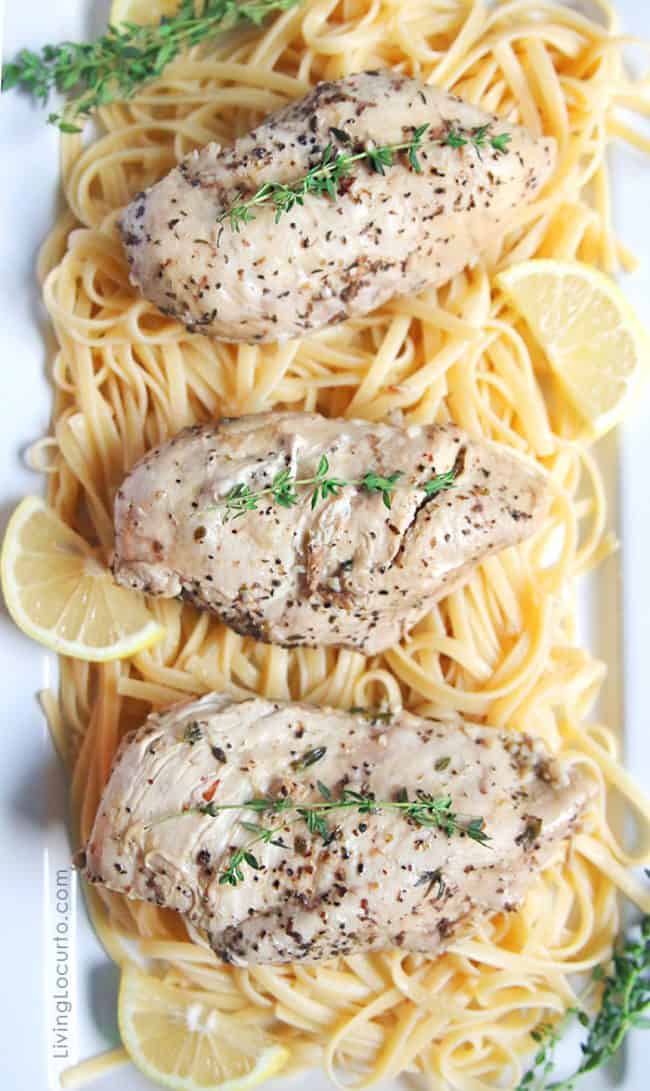 Easy recipe for Instant Pot Lemon Garlic Chicken. Makes a quick delicious dinner for busy nights. How to cook tender chicken breasts in a pressure cooker.