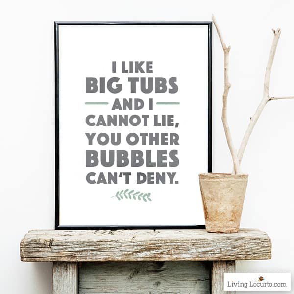 Funny Bathroom Wall Art! Cute printables designed to quickly decorate your home by Amy Locurto. livinglocurto.com/club