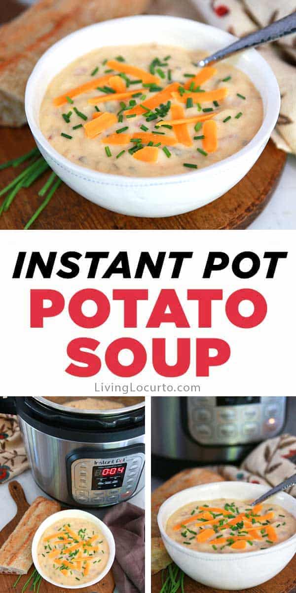 Instant Pot Potato Soup Recipe - Easy pressure cooker dinner for loaded baked potato soup. LivingLocurto.com