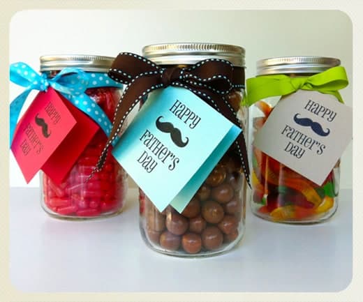 Printable Father's Day cards and tags on mason jars