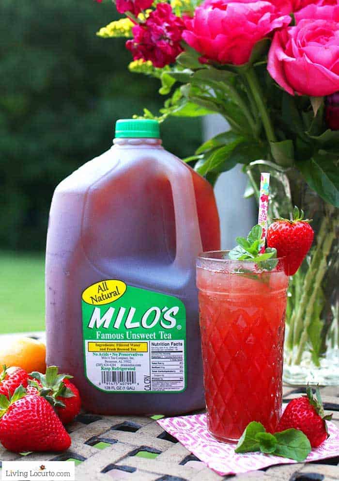 Strawberry Iced Tea recipe is an easy cocktail with Milos Unsweet Tea.