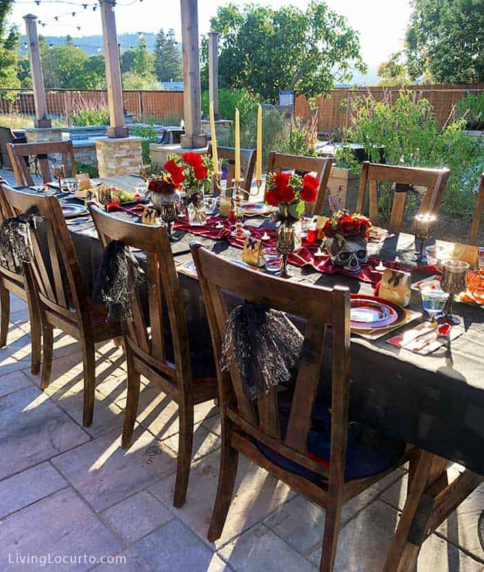 Fun Halloween Party Ideas for a Witch's Night Out! Inspiration for hosting an epic gothic Witch Halloween Party. Outdoor Party Table