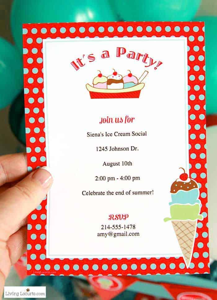 Ice Cream Social Printable Invitation Living Locurto