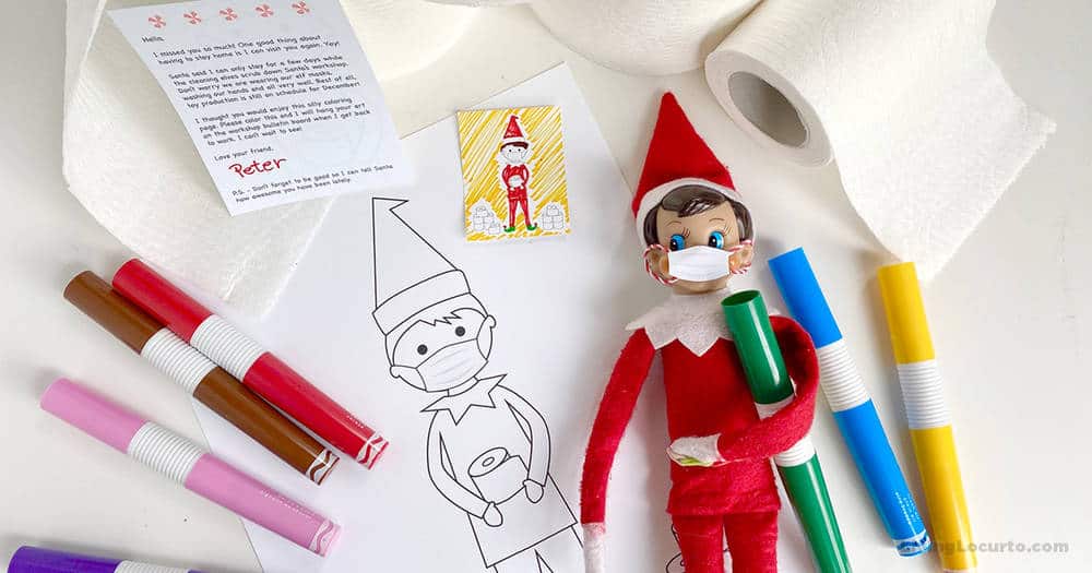 Quarantine Elf - Printable Coloring Page and Elf Face Masks
