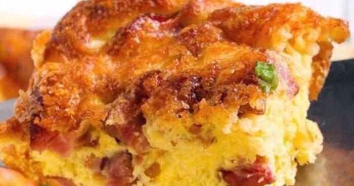 Ham & Swiss Overnight Breakfast Strata - Easy Make Ahead Brunch Recipe for Holidays