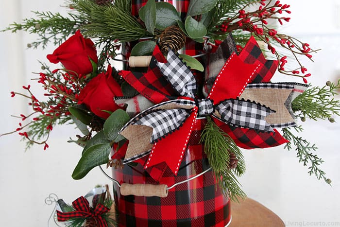 Christmas Centerpiece Buffalo Check Ribbon Bow Home Decor Craft