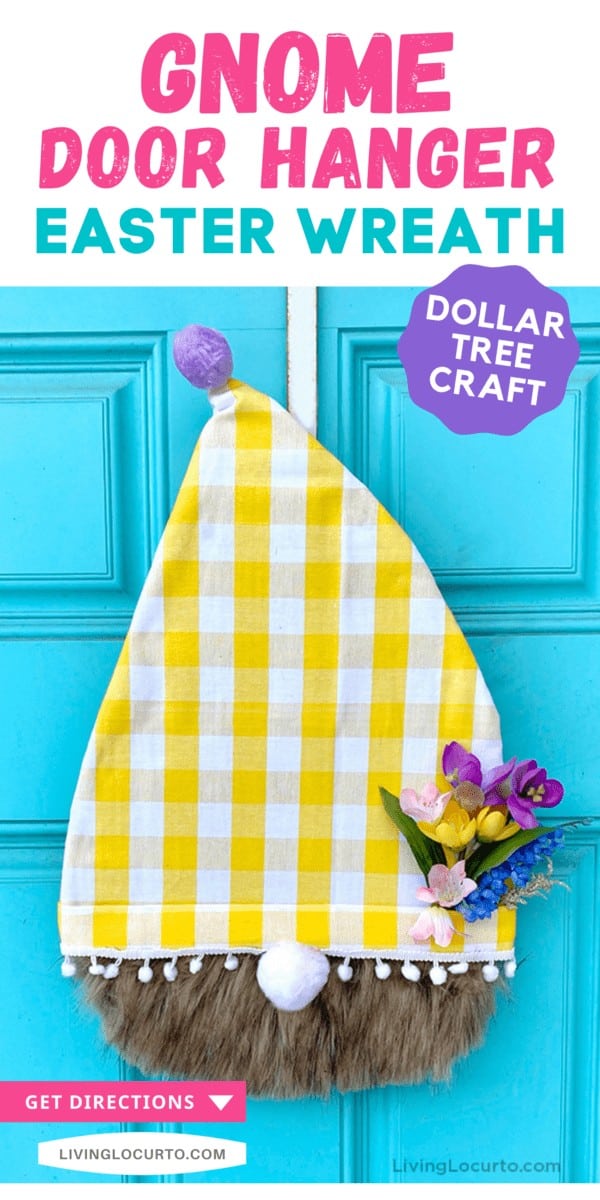 Spring Gnome Door Hanger - DIY Dollar Tree Easter Wreath Craft