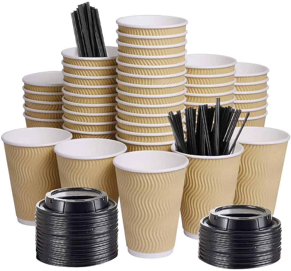 Butterscotch Caramel Coffee 4 Kraft Ripple Wall Disposable To Go Paper Coffee Cups