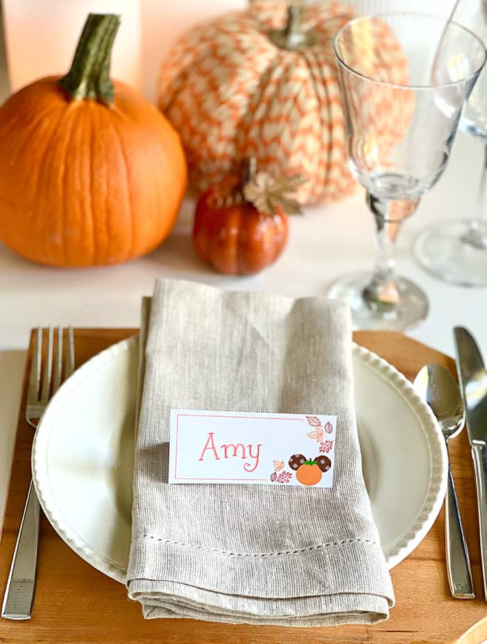 Mickey Thanksgiving Place Cards Printable