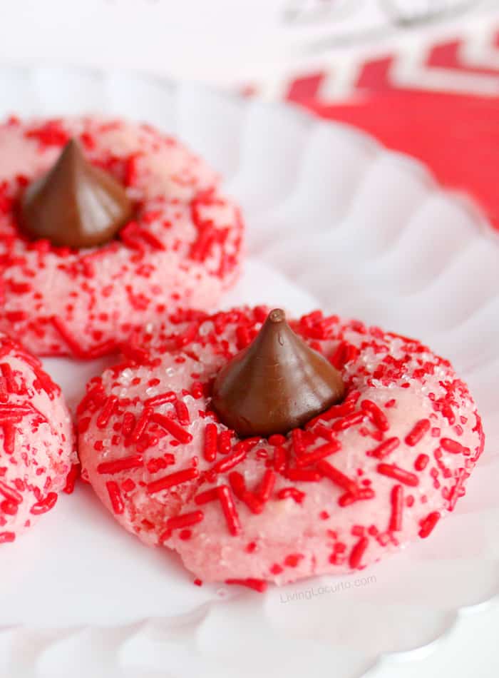 Strawberry Chocolate Kiss Cookies Recipe with Hersheys Kisses Candy
