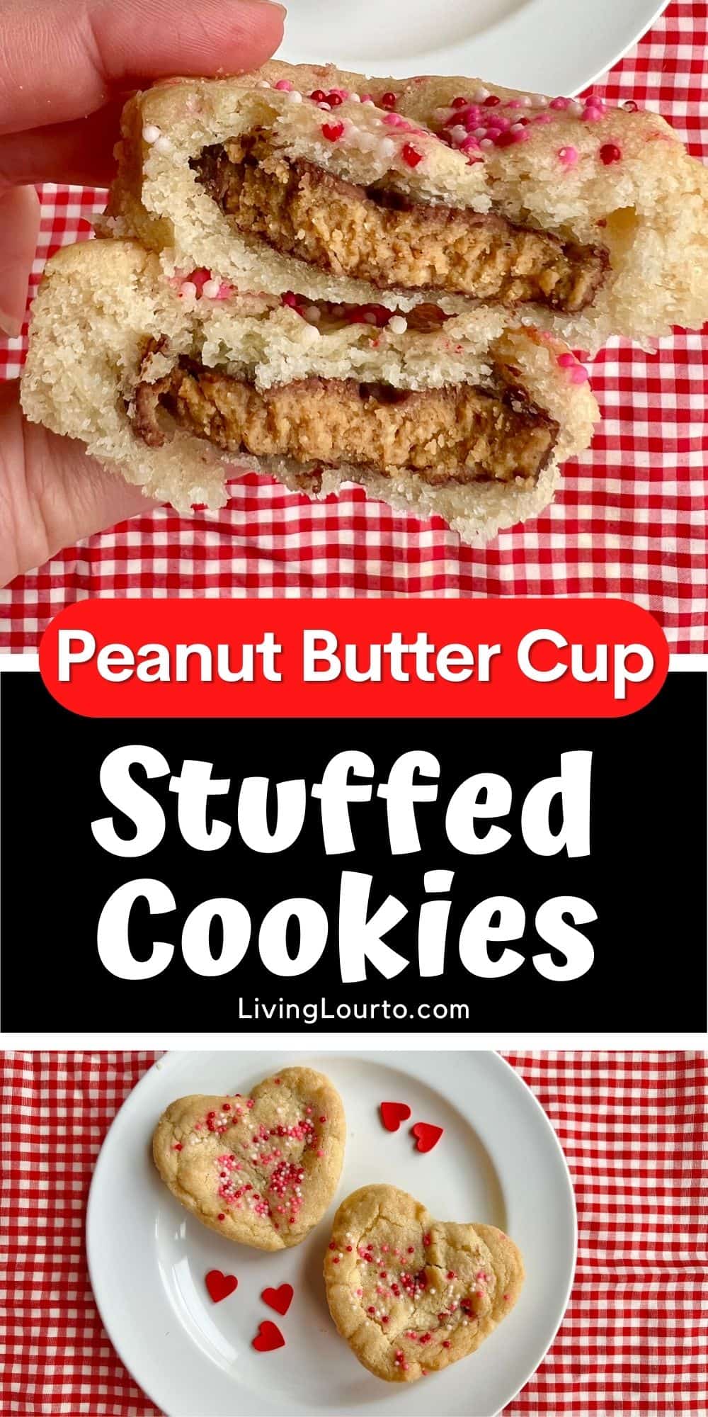 Peanut Butter Cup Stuffed Heart Cookies 4 Peanut Butter Cup Stuffed Cookies