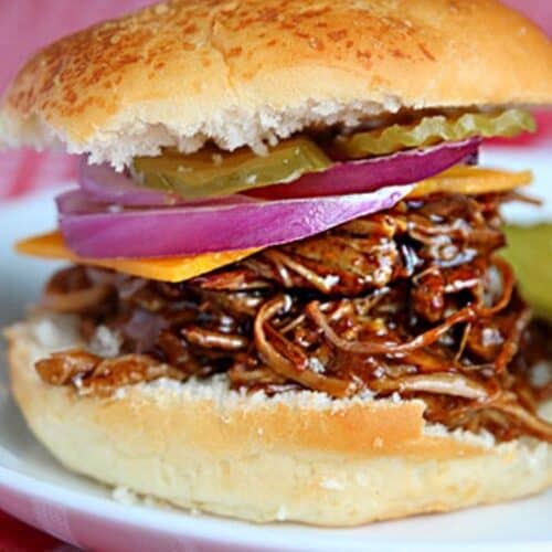 BBQ Brisket Sliders topped with red onions