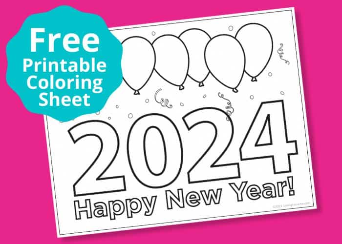 Free Printable 2024 New Year Coloring Page