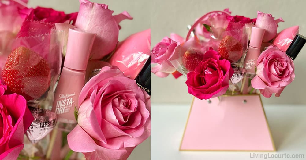 DIY Makeup Bouquet 10 DIY Makeup Bouquet in pink purse