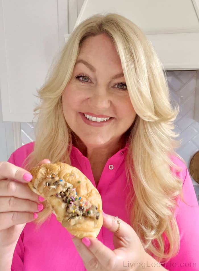 woman holding a Chocolate Chip Croissant Cookie