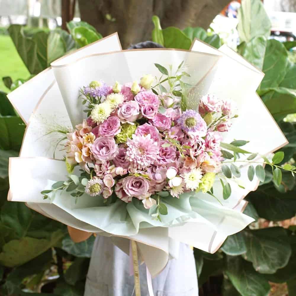 DIY Donut Bouquet 3 flower wrap paper