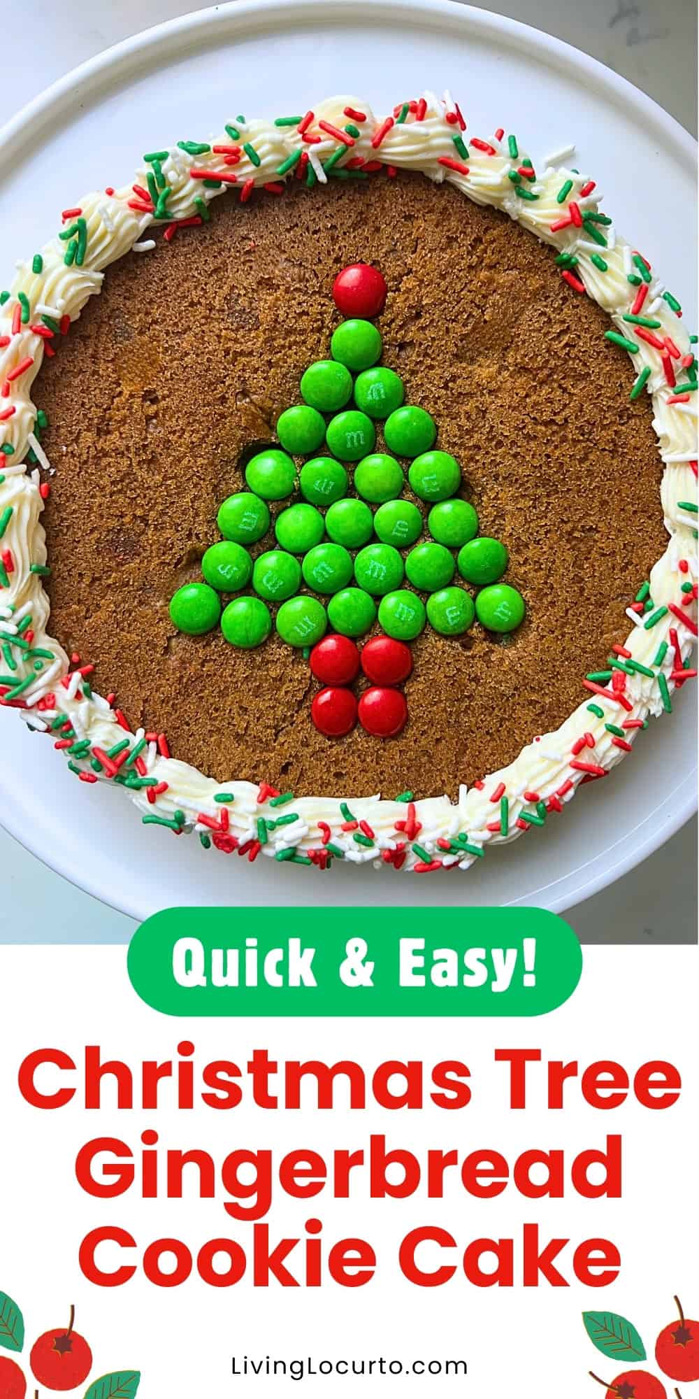 Easy Christmas Tree Gingerbread Cookie Cake
