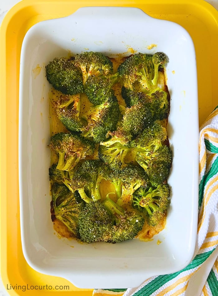 Baked Broccoli with Brie 6 Roasted baked broccoli with brie and drizzled with hot honey makes the perfect side dish recipe for any dinner!