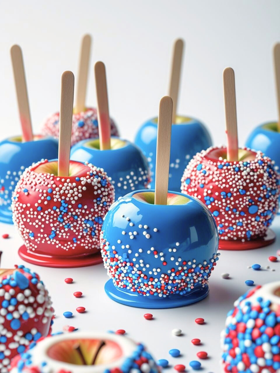 12 Last-Minute 4th of July Desserts 13 4th of July Candy Apples Red white and blue desserts