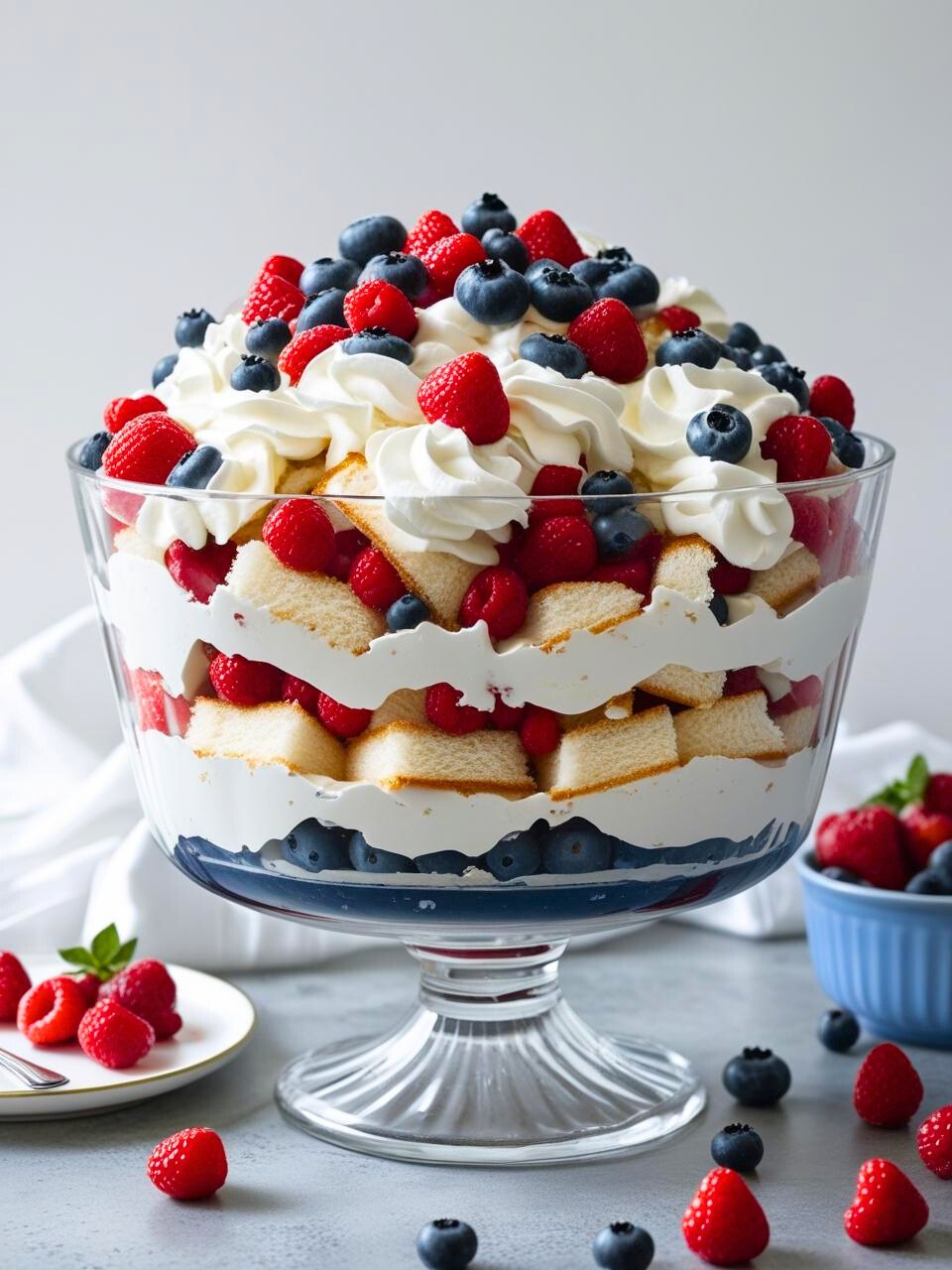 12 Last-Minute 4th of July Desserts 11 Berry layered angel food cake trifle 4th of July Dessert