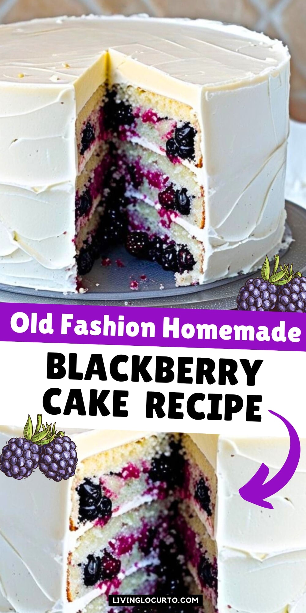 Blackberry Cake with Cream Cheese Frosting 2 Easy Blackberry Cake recipe with cream cheese frosting made with fresh blackberries.