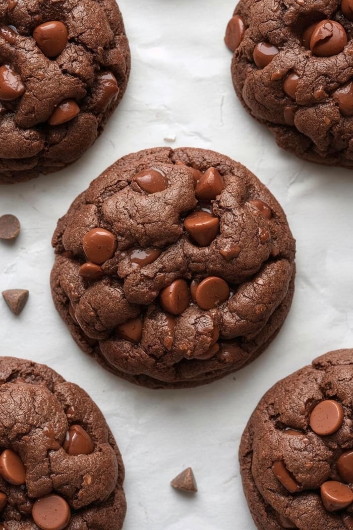 Dark Chocolate Chip Cake Mix Cookies 2 Make rich and chewy Dark Chocolate Chip Cake Mix Cookies in minutes!