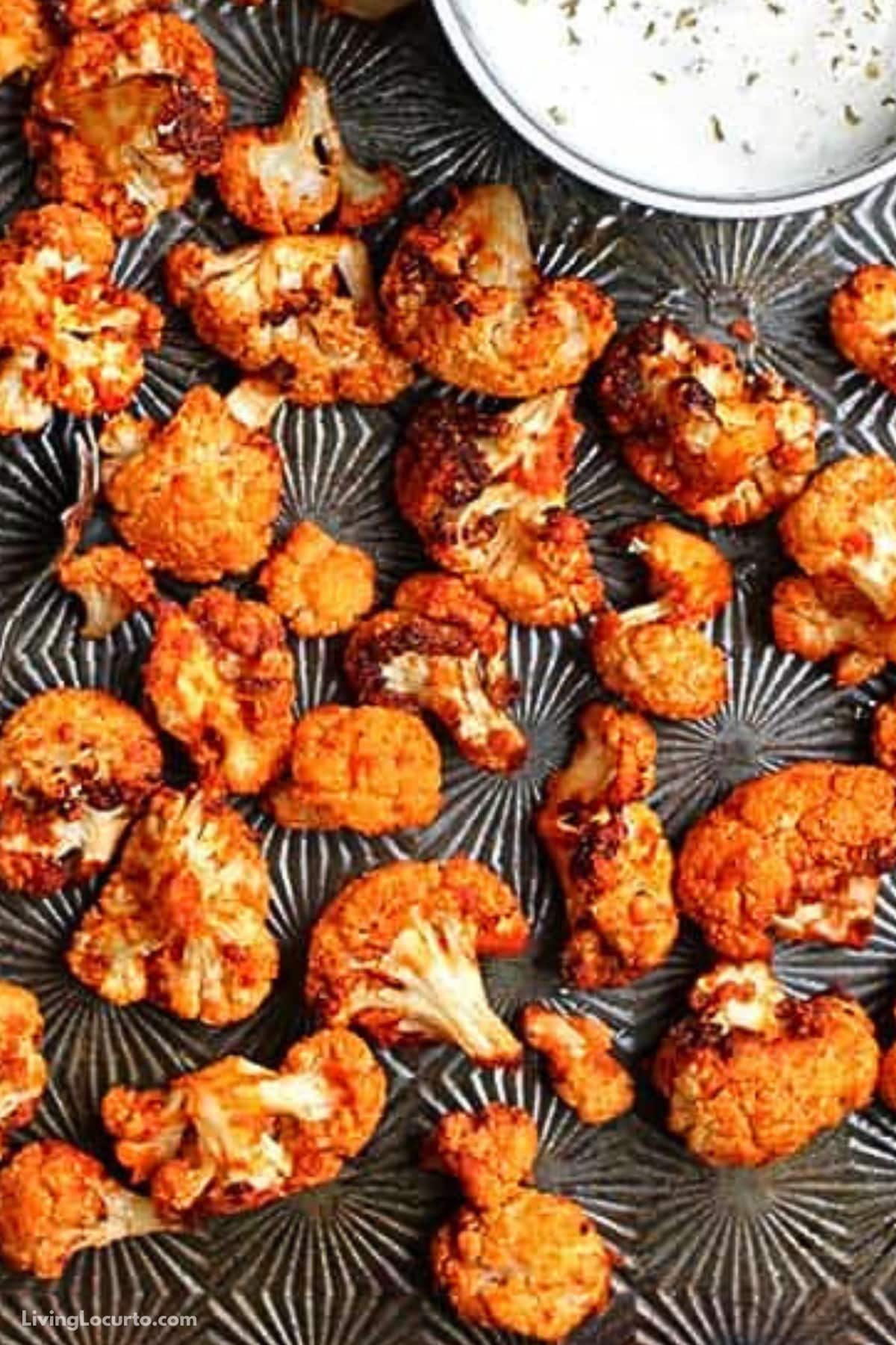 Buffalo Cauliflower Bites 2 Buffalo Roasted Cauliflower that turns out perfectly crispy in an air fryer or oven.